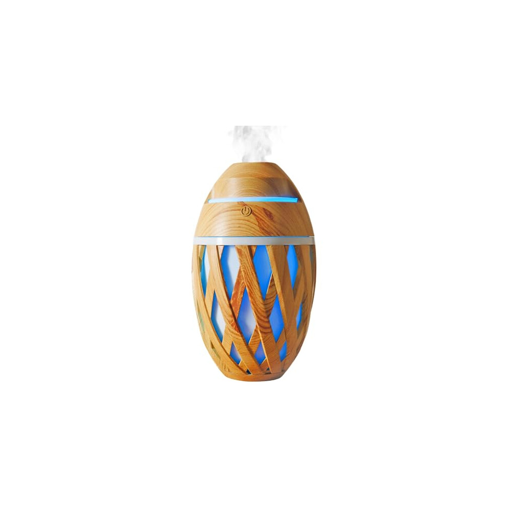 Woven Basket Ultrasonic Diffuser - Electronic Oil Diffuser And Humidifier With Colour Changing LEDs - Bamboo Diffuser To Pair With Essential Oils, A