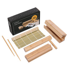 Bamboo Sushi Making Kit-Sushi Set with Rolling Mat, Cylinder Bazooka Onigiri Mold and 2 Pairs Chopsticks- Sushi Set for Beginners- 100% Bamboo