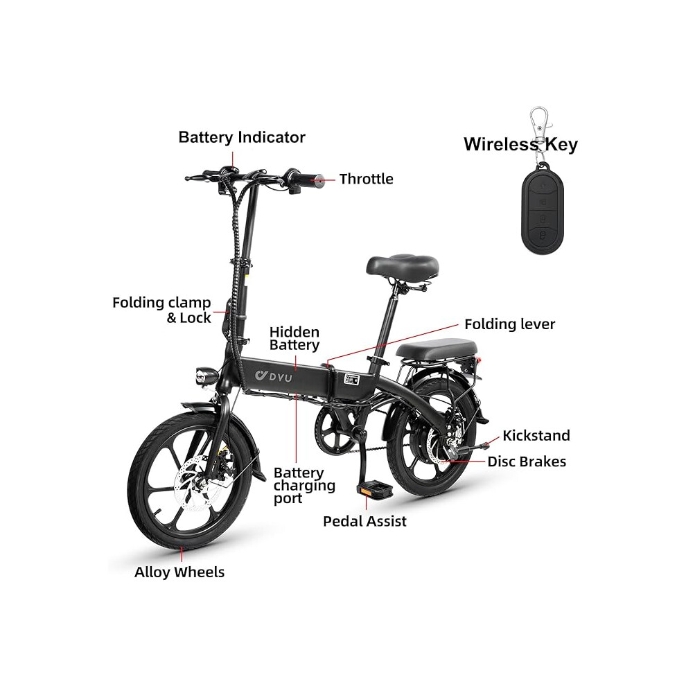 DYU A1F Folding Electric Bike - 16 Wheels, 350W Motor, 36V Battery