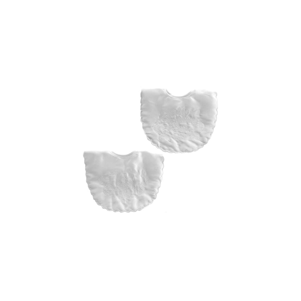 Baby Boys & Girls Christening Bibs, 2 Pack Of Satin Bibs, White Baby Togs