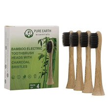 Sustainable Bamboo Electric Toothbrush Heads - Biodegradable Recyclable Toothbrush Heads with Charcoal Bristles - Compatible with Sonicare Electric