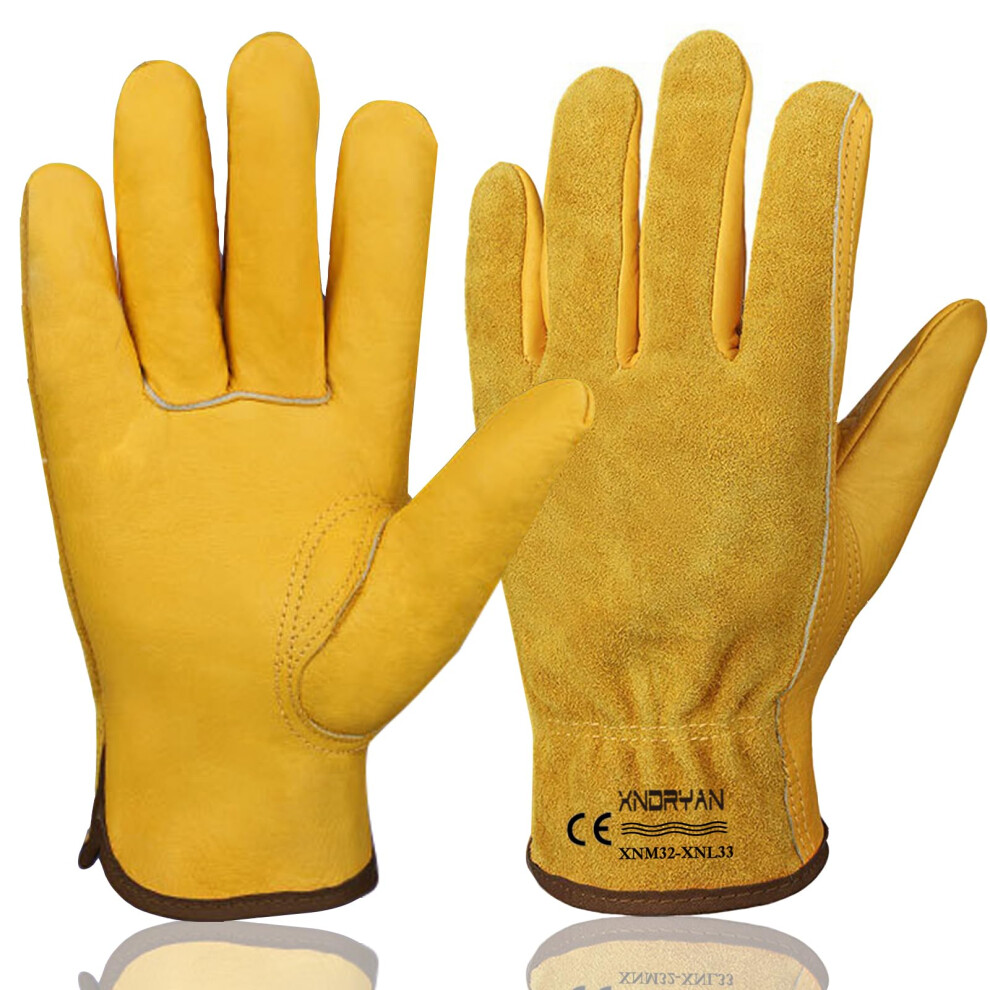 Heavy Duty Gardening Gloves, Garden Gloves Thorn Proof Gardening Gloves for Men Women Gardening Gloves Comfortable Breathable Leather Work Gloves