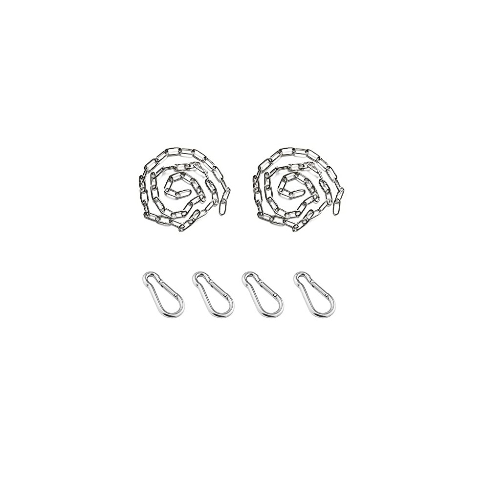 2 Pcs 1 Meter Long 3Mm Thick Stainless Steel Chain Swing Chain Hanging Basket Chain Fence Chain Links With 4Pcs Carabiners Indoor Outdoor Hardware 751884105649