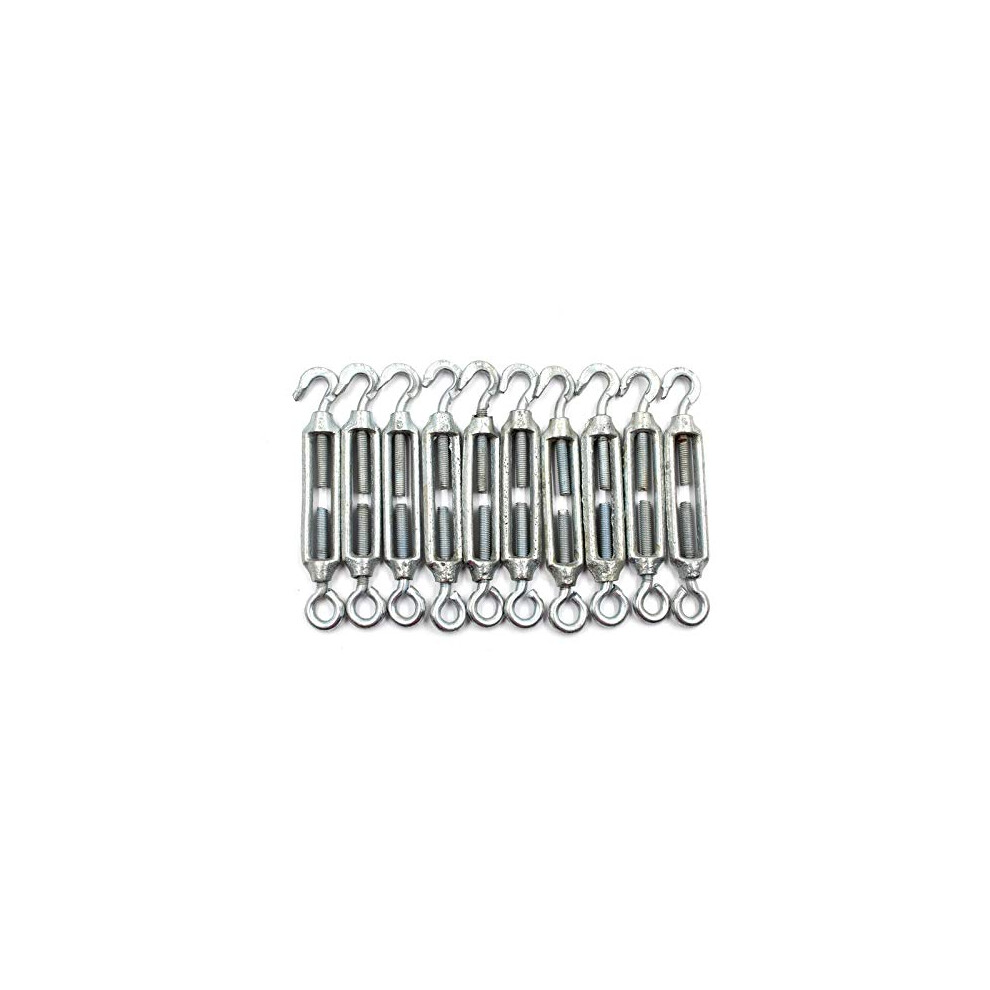 10X Heavy Duty Galvanised Turnbuckle Strainer M5 Hook Eye Wire Tension Tensioner 711731881096