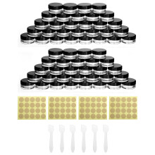 QWORK 60 Pieces Empty Sample Pots, Small Containers With Lids, With Sticker And Small Spoon For Make Up Storage, Jewelry, Gel, Etc
