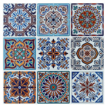 LONGKING Peel and Stick Backsplash laattatarrat Värikkäät Talavera Meksikon Tile Stick seinälaatoille (10 arkkia)