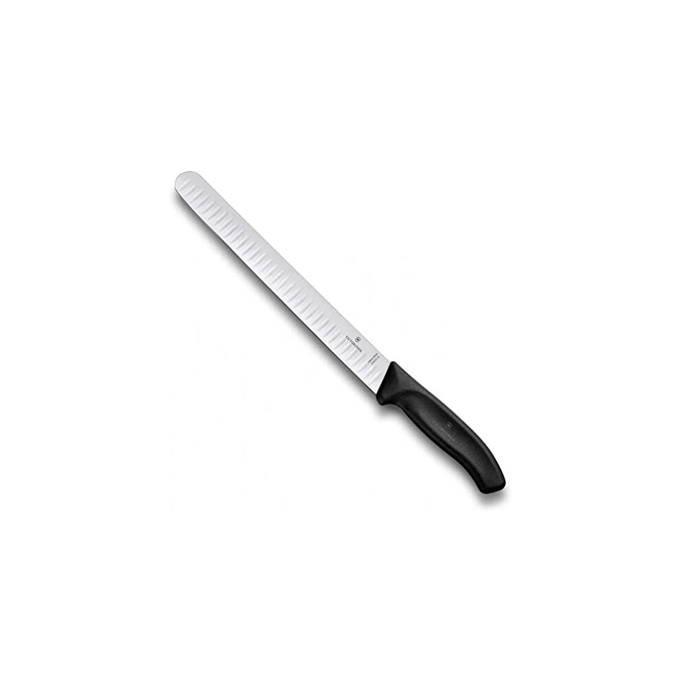 Slicing Knife Swiss Classic with Fluted Edge, Stainless Steel, Black, 30 x 5 x 5 cm, 6.8223.25B