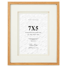 Fabian Clarke London Oak Colour Wooden Picture Photo Frame with Off White Double Mount to Hang Portrait or Landscape (7x5)