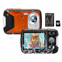 Waterproof Digital Camera with a Battery and 32GB Micro Card,30MP Small Underwater Cameras with PC Webcam and Picture Editing Function,Children Video