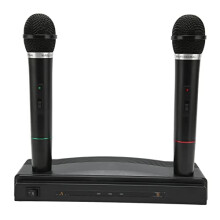Wireless Microphone, 2.4G VHF Dynamic Multipurpose Mic with 1 for 2 Rechargeable Receiver Cordless Dynamic Mic System for Home Karaoke, Meeting,