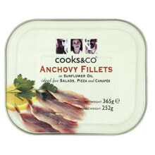 Cooks & Co Anchovy Anchovies Fillets in Sunflower Oil Canned Fish 365g