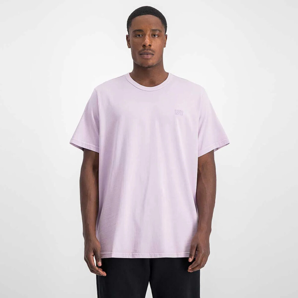 (Small) Levi's Men's Retro 100% Cotton Serif Tee Crew neck T-Shirt - Lavender Frost Pink