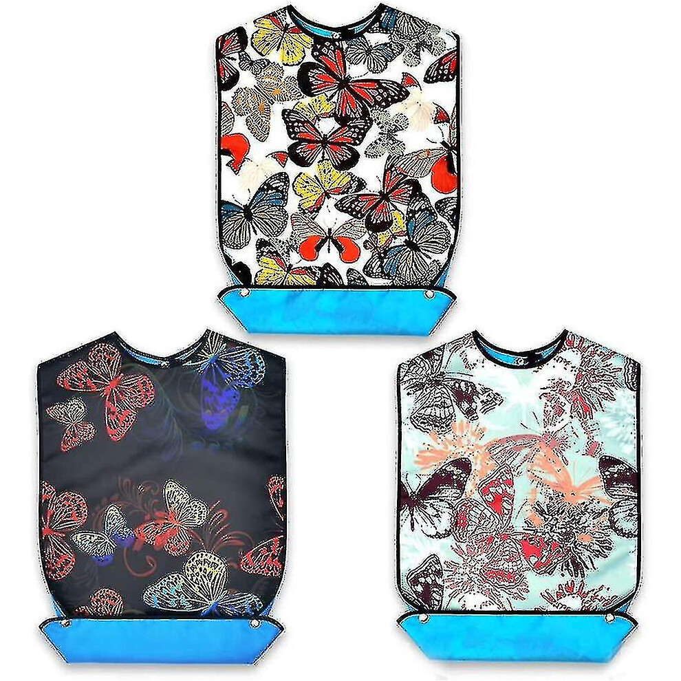 3 Pack Adult Bib For Eating Washable Reusable Waterproof Clothing Protector
