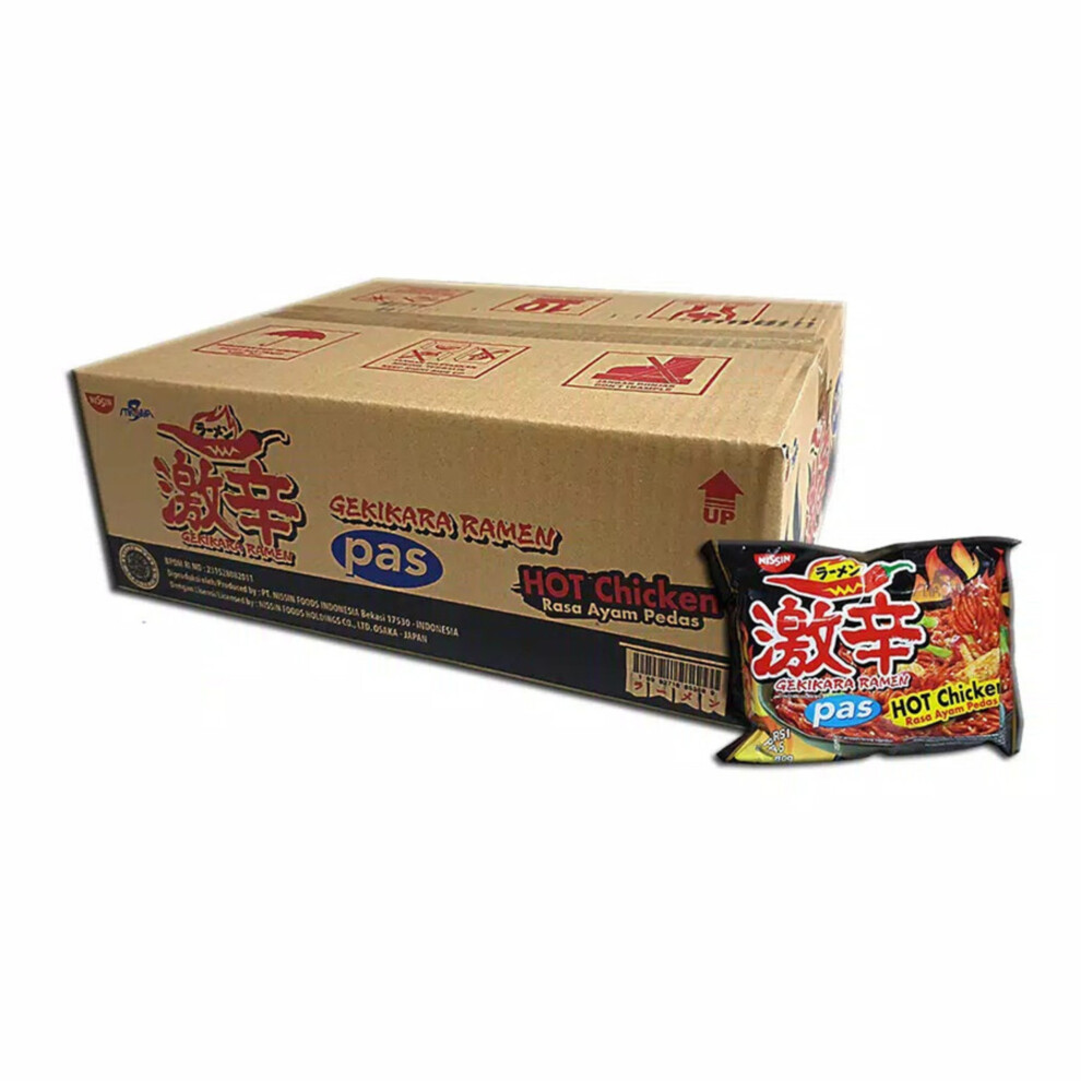 Nissin Gekikara Spicy Ramen Noodle Stir Fry  Hot Chicken 80g - 30 Pack