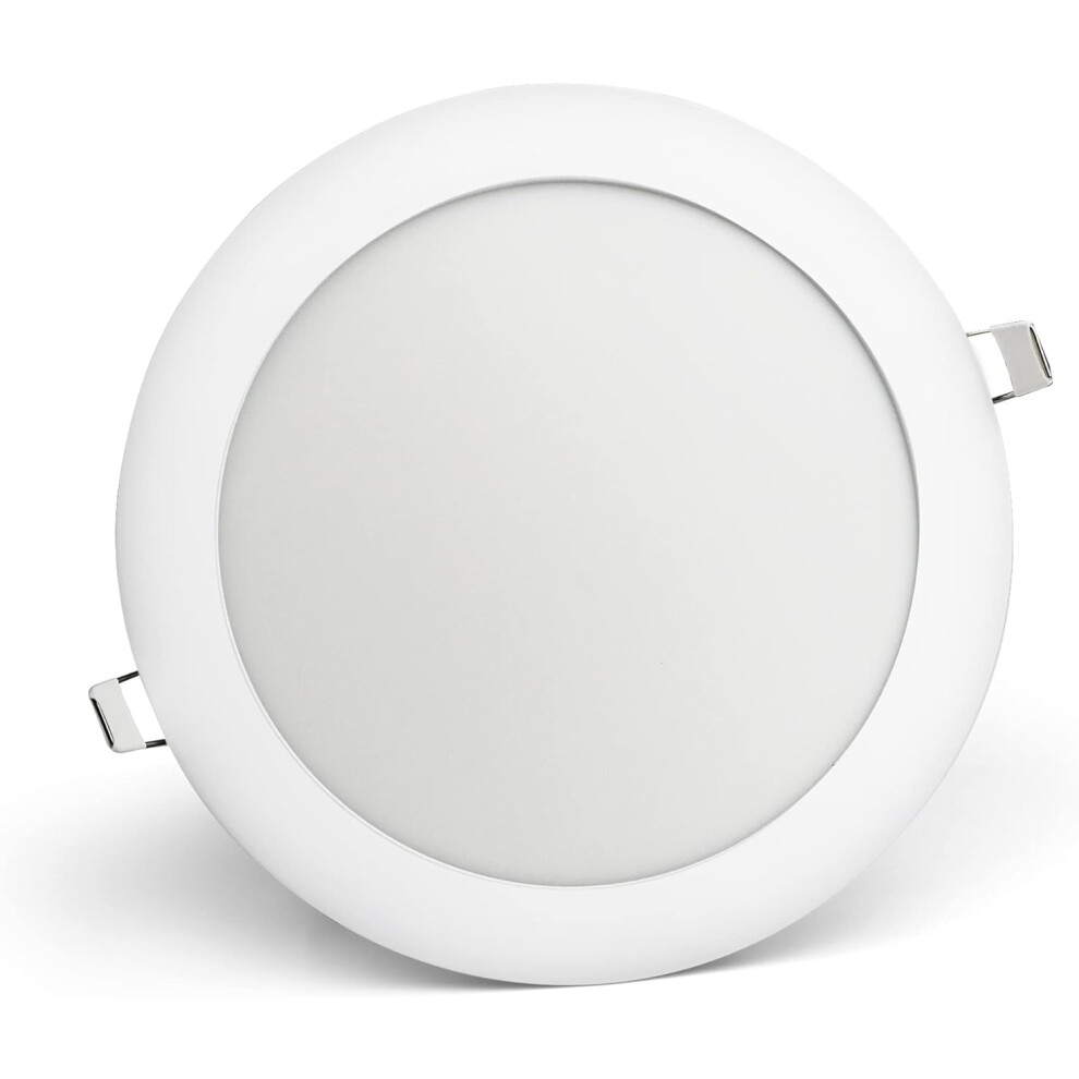 Bright Source LED Round Panel Downlight, 15w Slimline Recessed Ceiling Spotlight, 1200lm Lumen Output, 3CCT Adjustable Colour Temperature 3000K 4000K