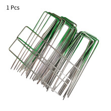 (Half Green) U Shaped Nail Pins Metal Fixed Plant Lawn Garden Pegs Stake Netting Robust