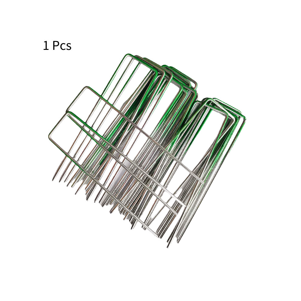 Veishet (Half Green) U Shaped Nail Pins Metal Fixed Plant Lawn Garden Pegs Stake Netting Robust