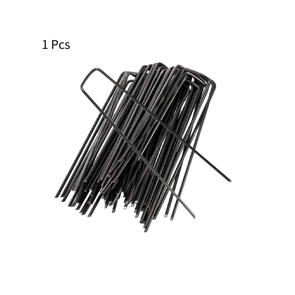 (Black) U Shaped Nail Pins Metal Fixed Plant Lawn Garden Pegs Stake Netting Robust