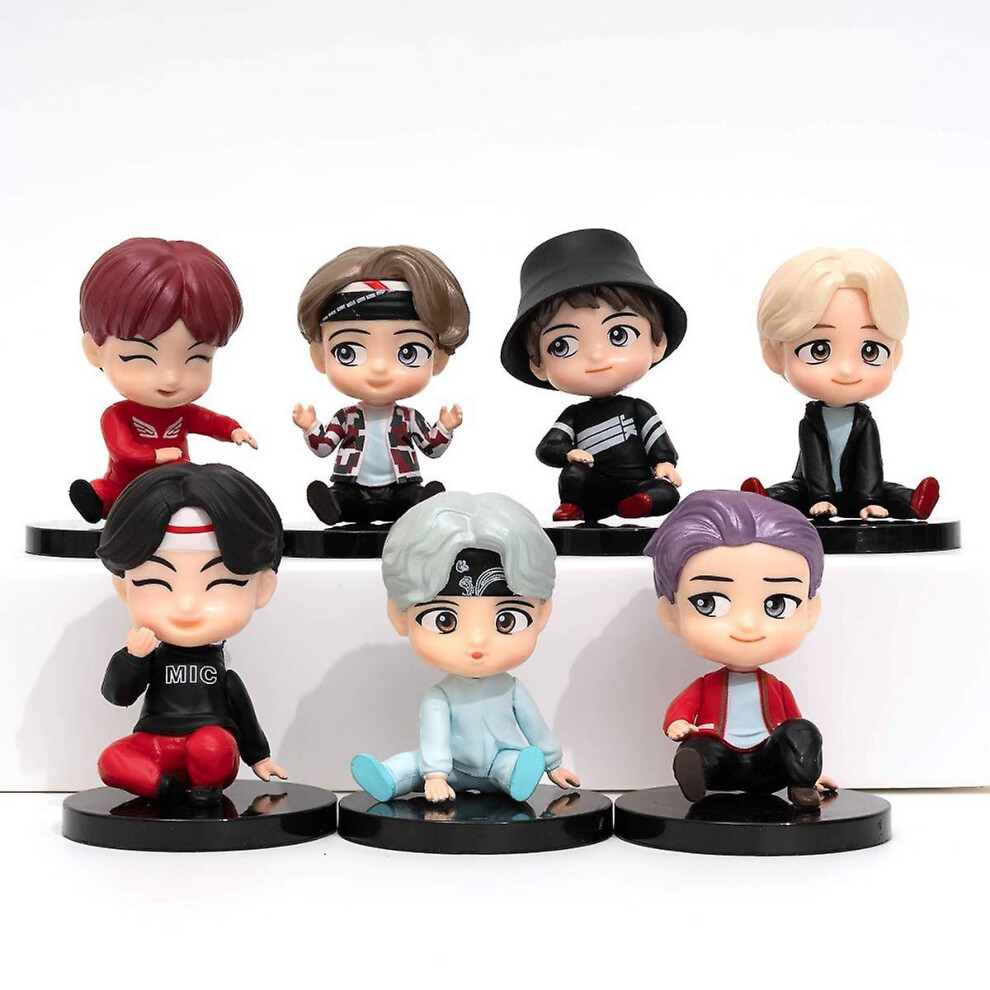 7pcs Bts Cake Toppers Characters Set Of Action Figure Toys Cake Toppers For Bts Birthday Party Supplies(sitting Position)
