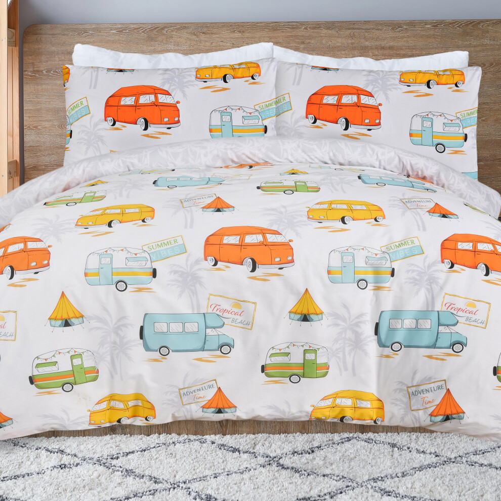 (King) Reversible Polycotton Campervan Duvet Cover Set