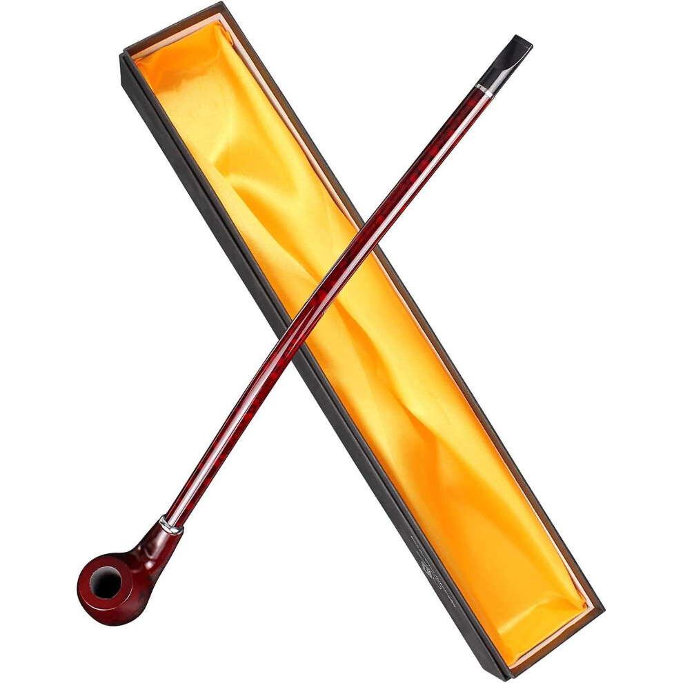 Long Churchwarden Tobacco Pipe Wooden Long Stem Smoking Pipe With Gift Box, Pattern Random