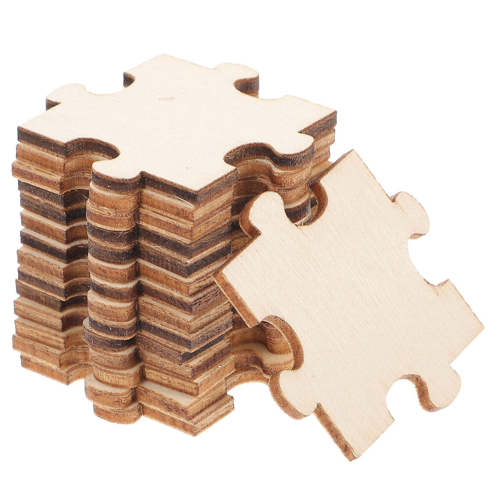 100pcs Blank Puzzle Pieces Unfinished Wood Puzzle Color Your Own Puzzles For Kids