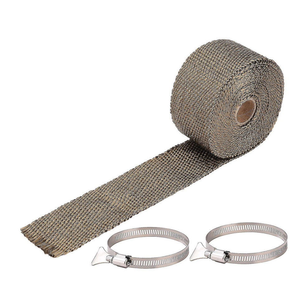 Fireproof Pipe Wrap, Pipe Insulation Webbing Anti-Scald Chimney Ribbon Furnace Flue Protector With 2 Clips 4814698521367