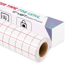 Transfer Tape for Vinyl, 12" x 30Ft (30.5 x 915cm) Clear Vinyl Transfer Paper Tape Roll with Red Grid for Permanent Vinyl and Self Adhesive Vinyl for