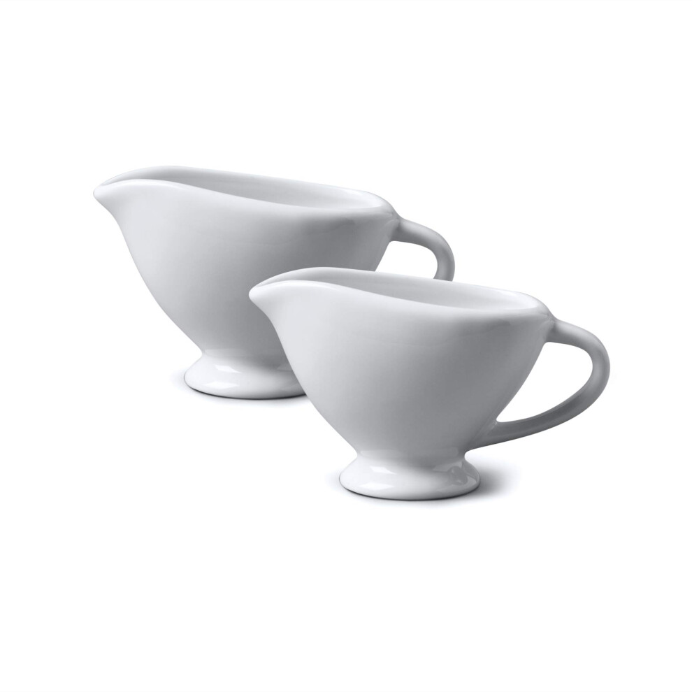 TSET30 Set of 2 Porcelain Traditional Mini Sauce Boat ,White(45mlx2)