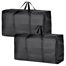 2 Pcs 100L Large Black Clothes Storage Bags with Zips, Oxford Strong Storage Moving Bags, Organizer Storage Bag with Handle for Clothes Duvet Throw