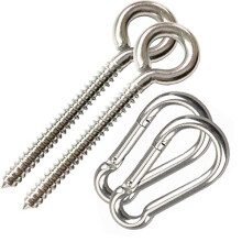Hammock Hanging Kit, Heavy Duty Swing Hangers Eye Hooks for Hanging Swing Stainless Steel Hammock Hook Carabiner Set 800LB Capacity Swing Hardware for