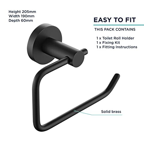 Bristan RD BLK Round Toilet Roll Holder, Black 2