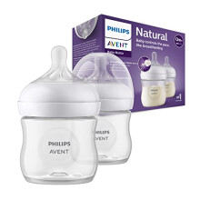 Avent Natural Response Baby Bottle - 2 x 125ml Baby Milk Bottle for Newborns and Up, BPA Free, 0+ Months (Model SCY900/02)