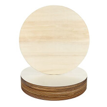 20 Pcs Unfinished Round Wooden Circles, 25cm (10 inch) Diameter, 3mm Thick Natural Blank Discs for Painting, Craft, Sign Plaques & Home Decor