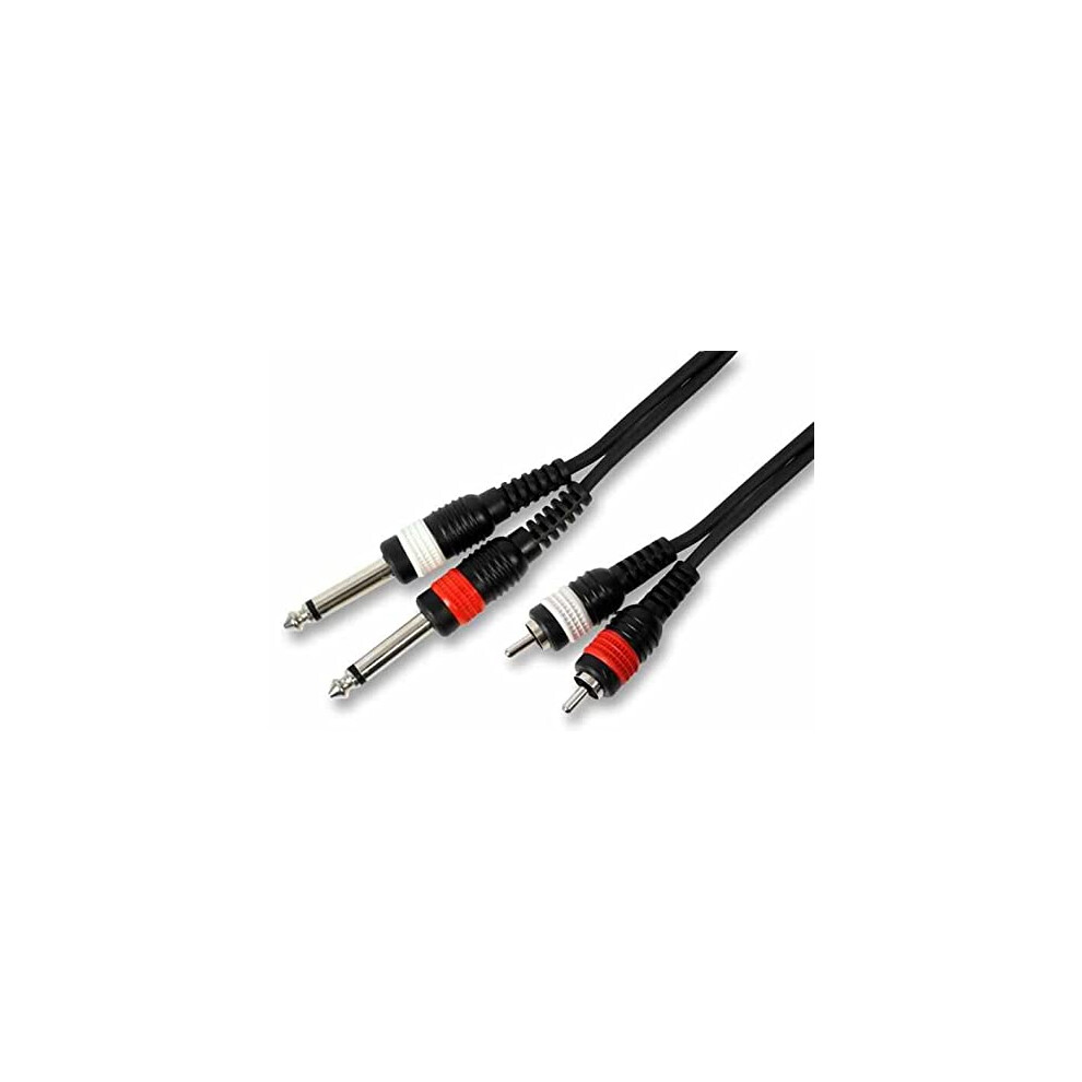 Pls00188 2X 6.35 Mm (1/4 Inches) Mono Jack To 2X Phono (Rca) Plug To Plug Lead, 1.5M, Black 5051259007734