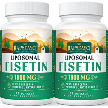 Liposomal Fisetin with Quercetin - High-Potency 1000mg Combo Antioxidant Supplement for Optimal Health - 60 Softgels Per Bottle (Pack of 2)