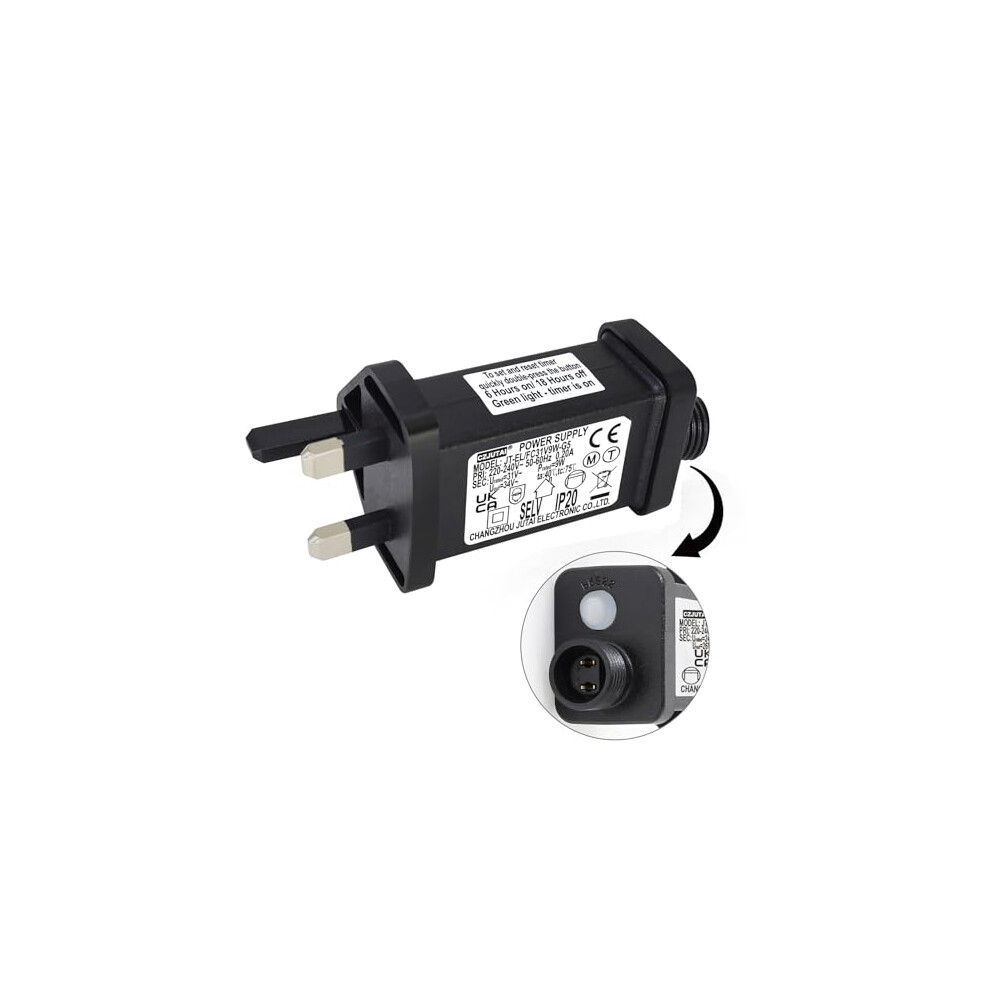31V 9W LED Power Transformer, Plug with 8 Modes, Memory & 6 Hour Timer, IP44 for Christmas Lights, Net Lights, Icicle Lights CZJUTAI