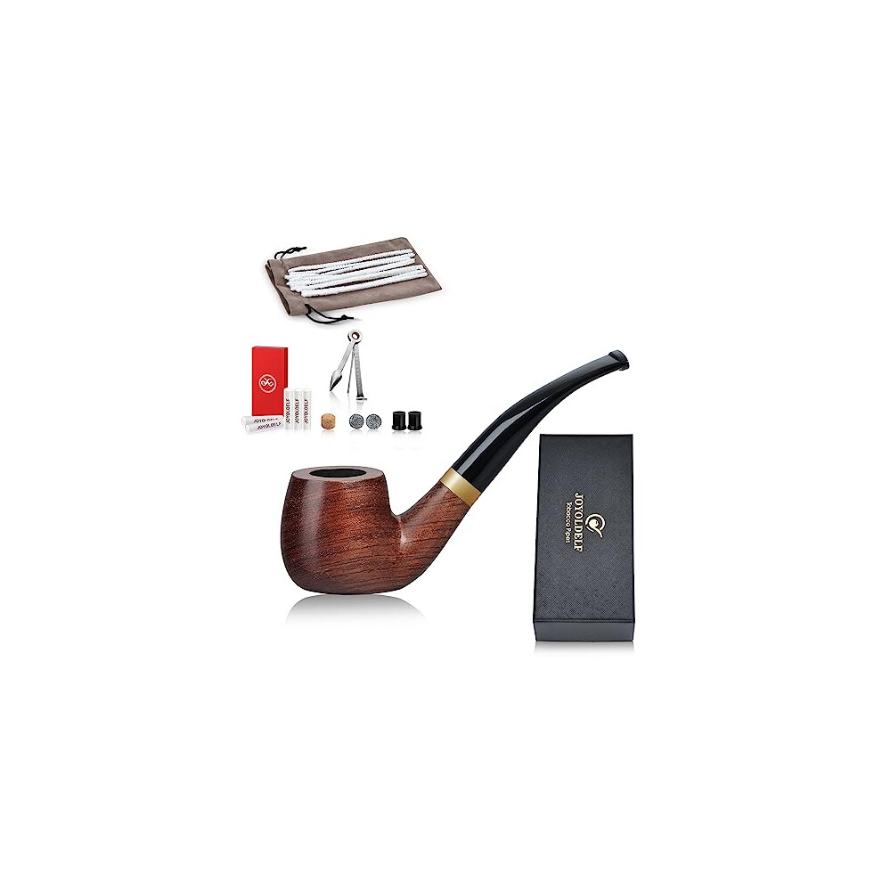 Joyoldelf Rosewood Tobacco Pipe, Wooden Flat Bottom Smoking Pipe, With Smoking Accessories And Gift Box