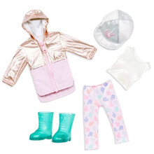 Glitter Girls - Vestiti per bambole da 14 pollici - Giacca scintillante e berretto da baseball - Stivali da pioggia, leggings e top - Giocattoli