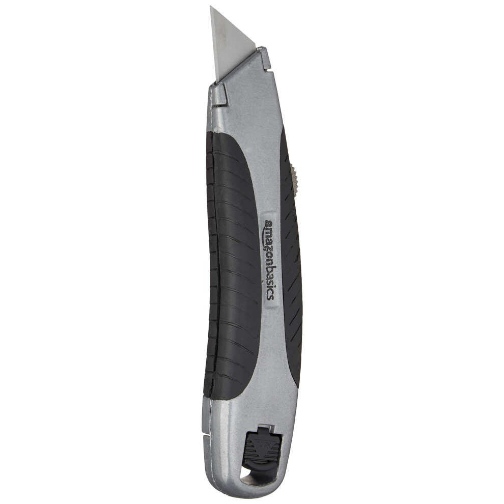 Soft Grip Retractable Box Cutter with 3 Blades, Black/Silver