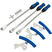 20601A 14.5” Steel Tire Spoons Tool Set, Tire Tools Include 3 Piece Tire Spoons, 3 Piece Rim Protector, Valve Tool, 6 Piece Valve Cores, Motorcycle