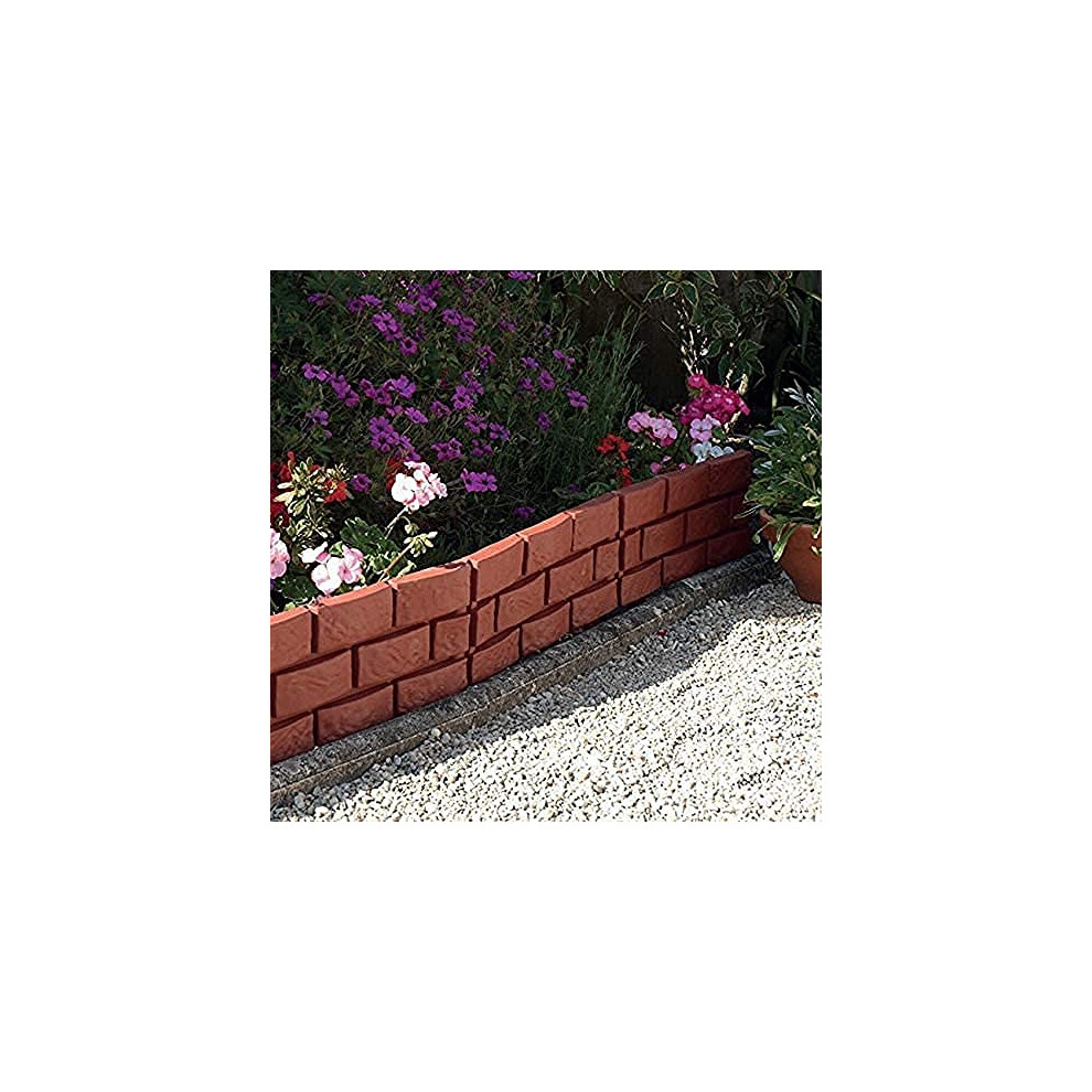Ram 8 X Terracotta Brick Effect Garden Lawn Edging Grey Lawn Border Stone Effect 5060459957329