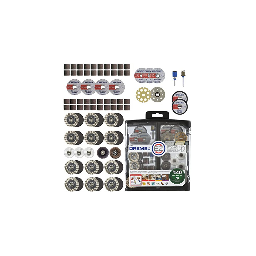 EZ725 All-Purpose Rotary Tool Accessory Set with Storage Kit, EZ-Lock and EZ Drum for Faster Accessory Changes, Accessories to Cut, Polish, Clean, and