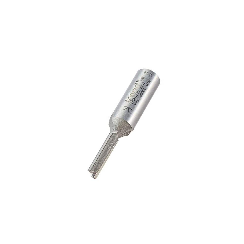 Trend Professional Straight Two Flute Router Cutter, 1/2 Inch Shank, 6Mm Cut Diameter, Tungsten Carbide Tipped, 3/24X1/2Tc