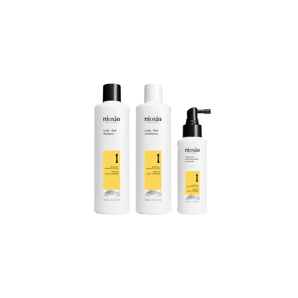 System 1 Natural Hair Light Thinning Kit by for Unisex - 3 Pc 10.1oz Cleanser Shampoo, 10.1 oz Scalp Therapy Conditioner, 3.38oz Scalp and Hair