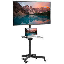 Mobile TV Cart for 13 to 60 inch Screens up to 25 kg, LCD LED OLED 4K Smart Flat and Curved Panels, Rolling Stand, Laptop DVD Shelf, Locking Wheels,