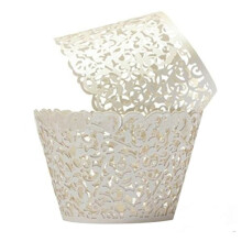 50 Pcs Artistic Bake Cake Paper Cups Little Vine Lace Laser Cut Liner Cupcake Wrappers Baking Cup Muffin Holder Case for Wedding Birthday Party