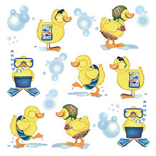 Little Yellow Ducks Wall Stickers Kids Bathroom Removable Vinyl Wall Art Decals Wall Decor