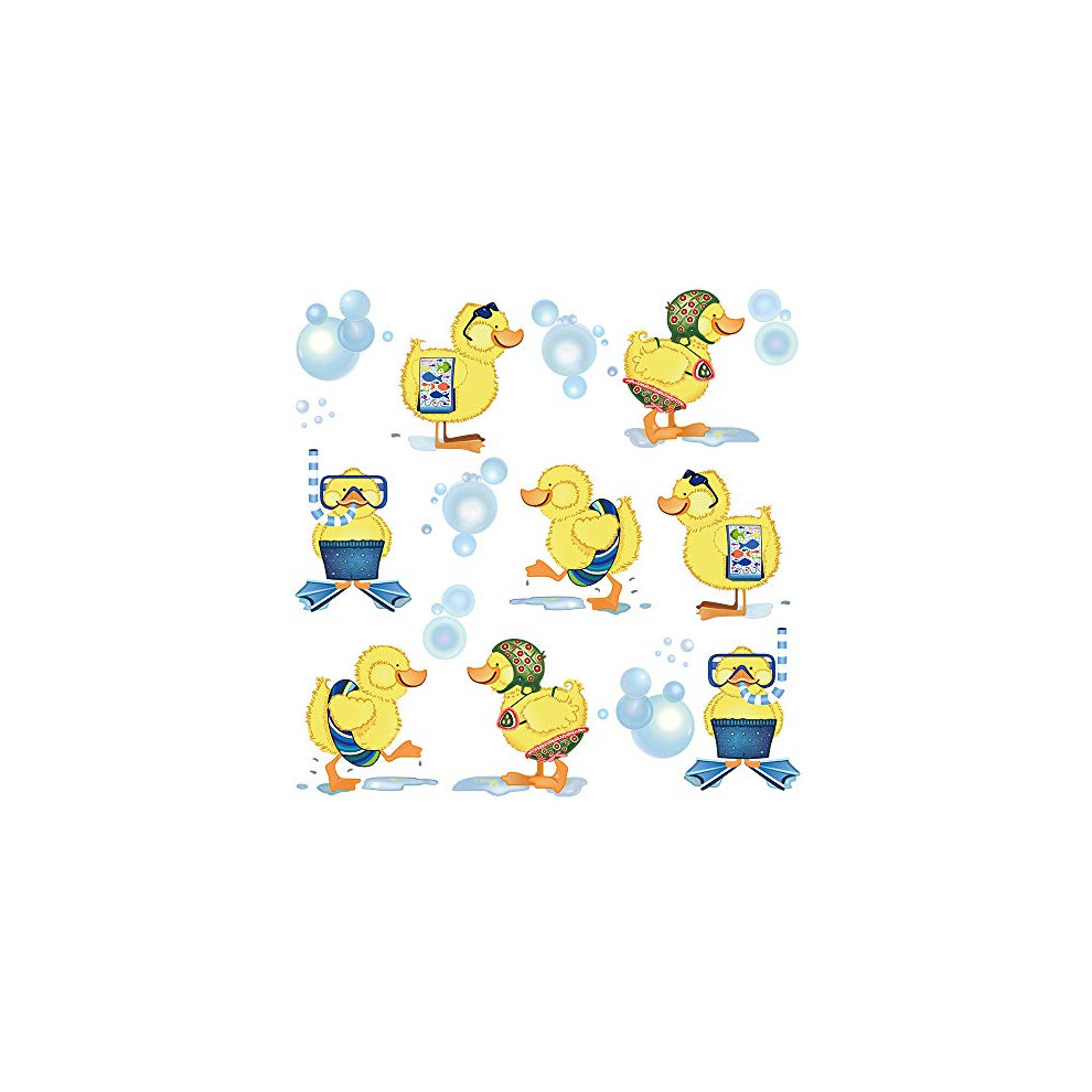 Ufengke Little Yellow Ducks Wall Stickers Kids Bathroom Removable Vinyl Wall Art Decals Wall Decor