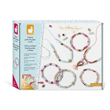- 6-Piece Make-Your-Own Paper Bead Jewellery Set - 2 Necklaces and 4 Bracelets - Les Ateliers Bijoux - Children's Arts & Crafts Kit - Dexterity and